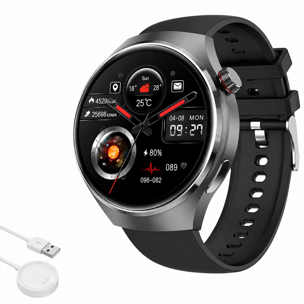 Premium AMOLED GPS Smart Watch 1.46 Inch HD Display Bluetooth Calling Fitness Tracker Heart Rate Sleep Monitor Wireless Charging NFC Sports Smartwatch iPhone