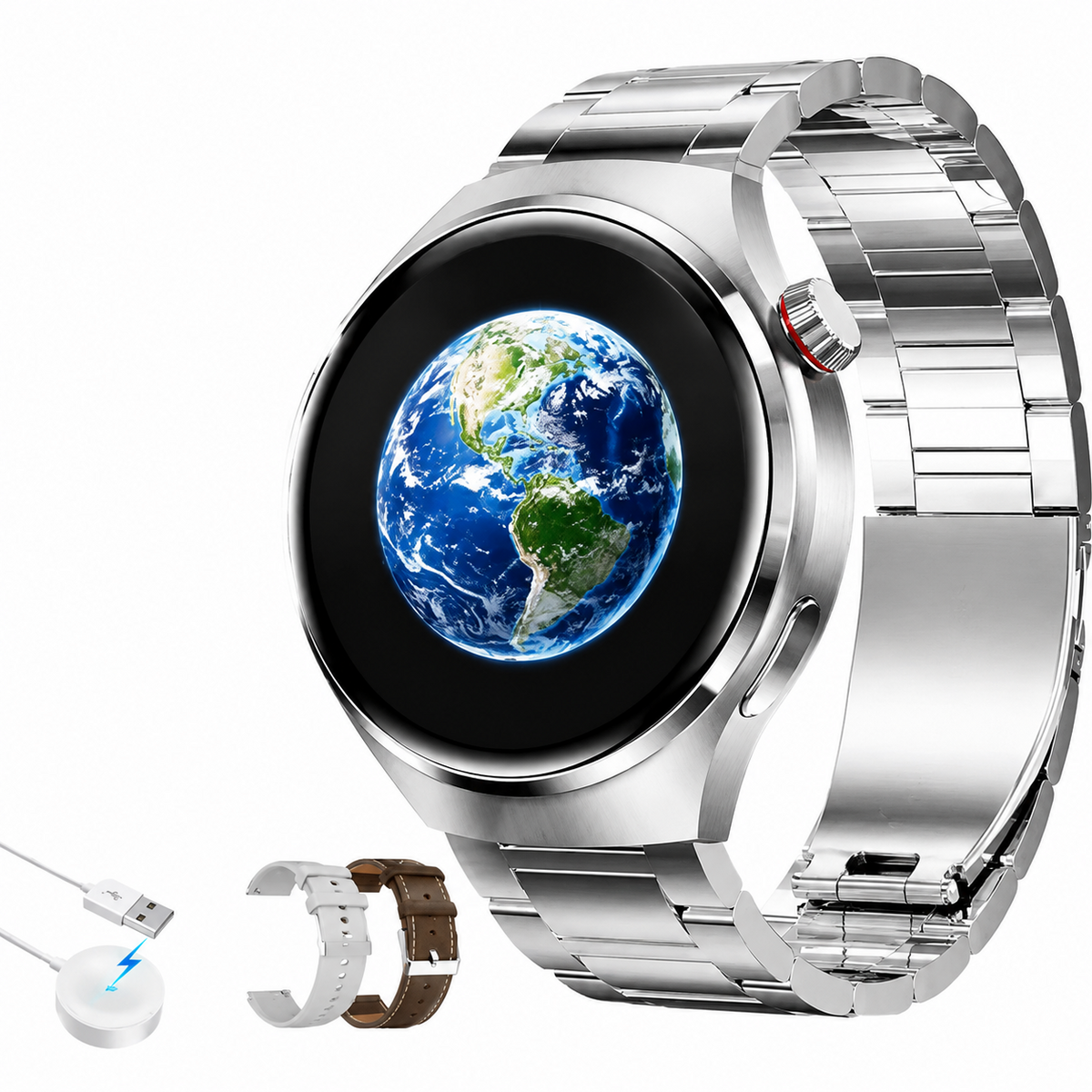 Premium AMOLED GPS Smart Watch 1.46 Inch HD Display Bluetooth Calling Fitness Tracker Heart Rate Sleep Monitor Wireless Charging NFC Sports Smartwatch iPhone