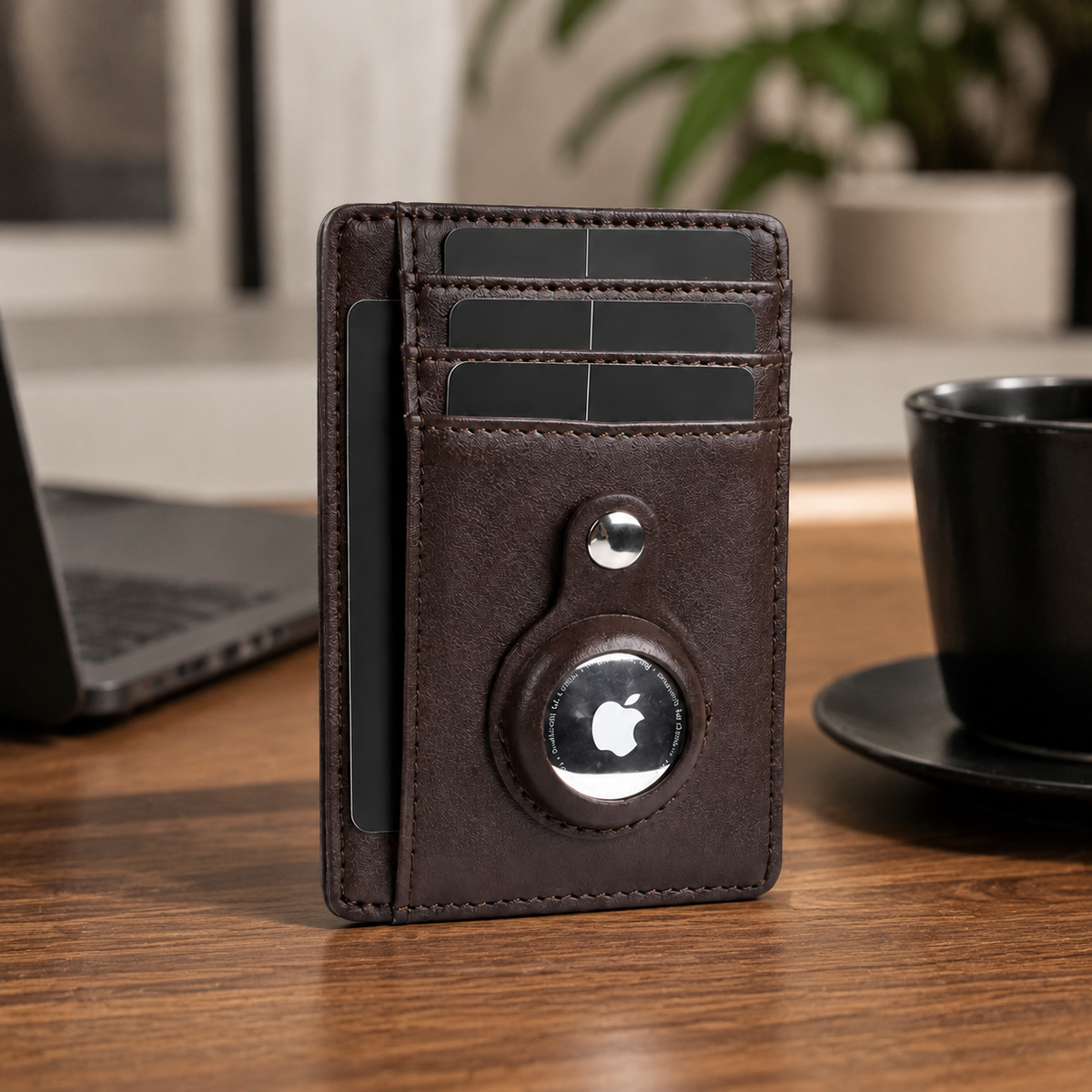 Premium AirTag Wallet Leather Card Holder RFID Blocking Slim Wallet Card Case Cash Coin Holder Scratch Resistant Compact Everyday Carry