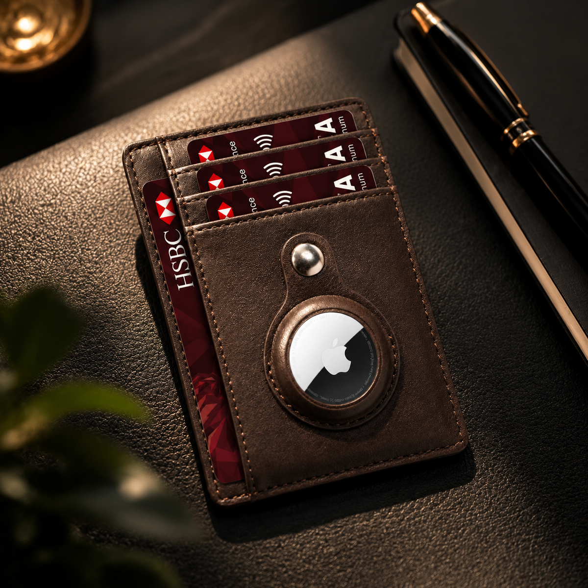 Premium AirTag Wallet Leather Card Holder RFID Blocking Slim Wallet Card Case Cash Coin Holder Scratch Resistant Compact Everyday Carry