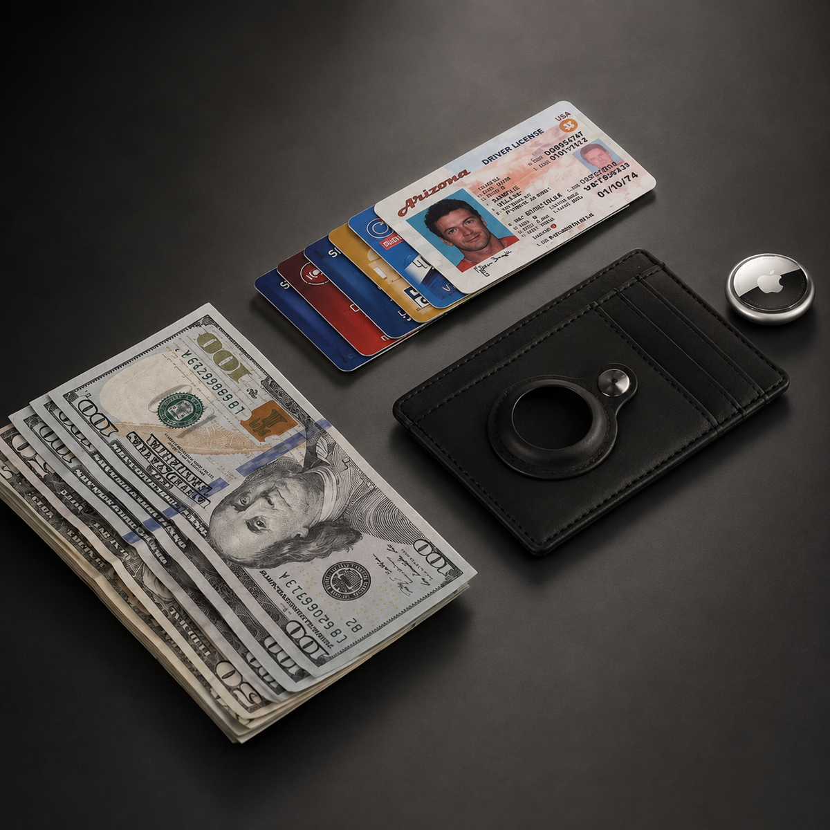 Premium AirTag Wallet Leather Card Holder RFID Blocking Slim Wallet Card Case Cash Coin Holder Scratch Resistant Compact Everyday Carry