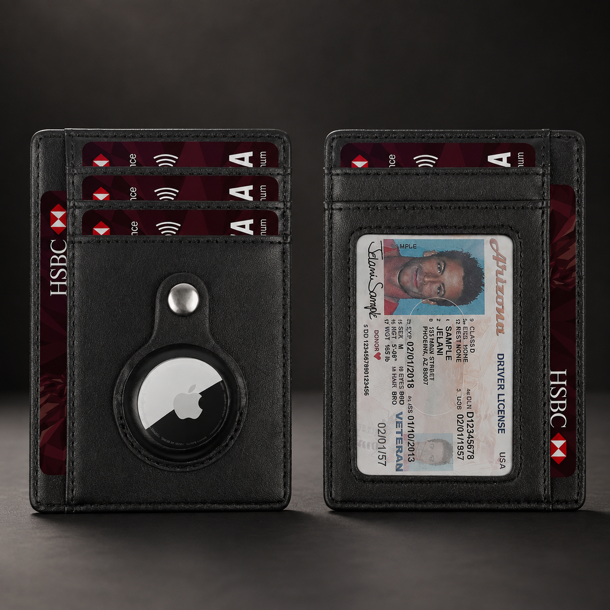Premium AirTag Wallet Leather Card Holder RFID Blocking Slim Wallet Card Case Cash Coin Holder Scratch Resistant Compact Everyday Carry