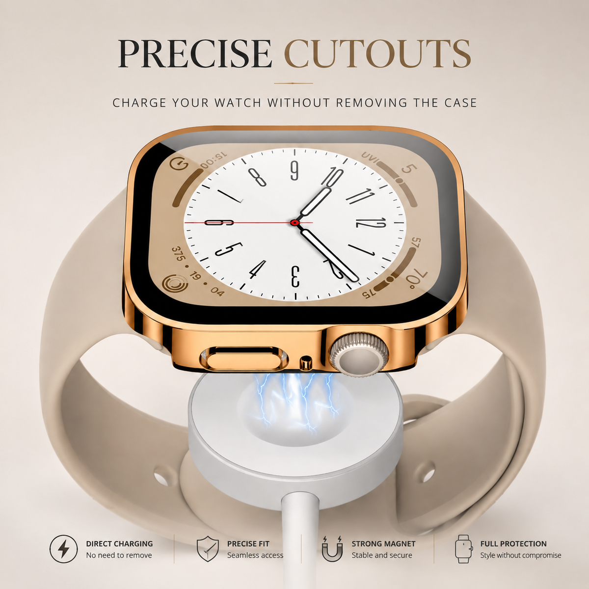 Premium Apple Watch Tempered Glass Case Full Coverage Screen Protector Shock Resistant Scratch Resistant Slim Snap On Protective Cover Touch Sensitive