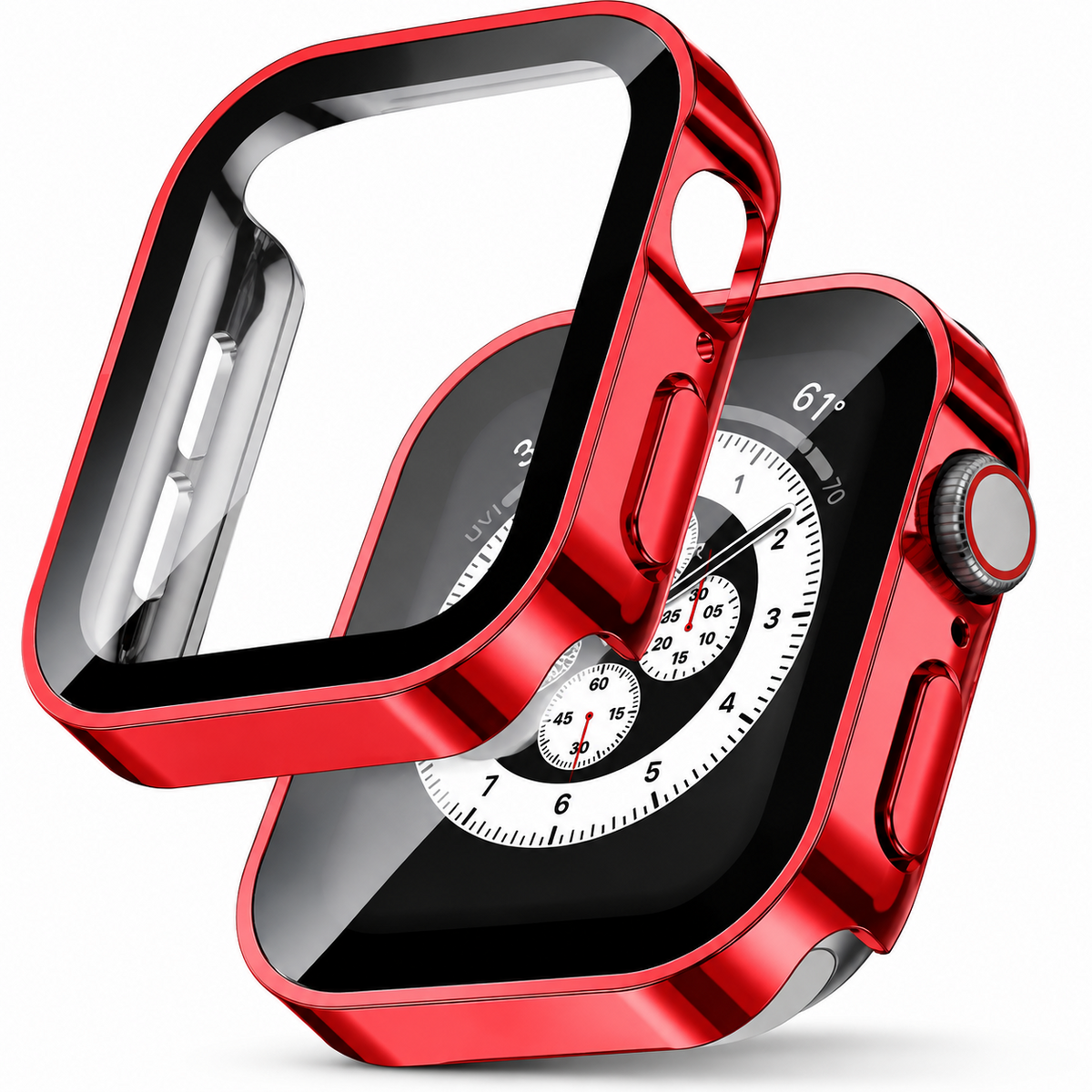 Premium Apple Watch Tempered Glass Case Full Coverage Screen Protector Shock Resistant Scratch Resistant Slim Snap On Protective Cover Touch Sensitive