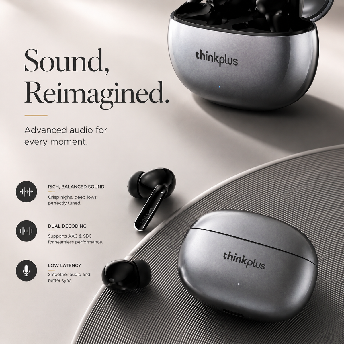 Premium Bluetooth 5.3 Wireless Earbuds Stereo In-Ear Headphones Microphone Secure Sports Fit Low Latency Charging Case Portable Compatible with iPhone