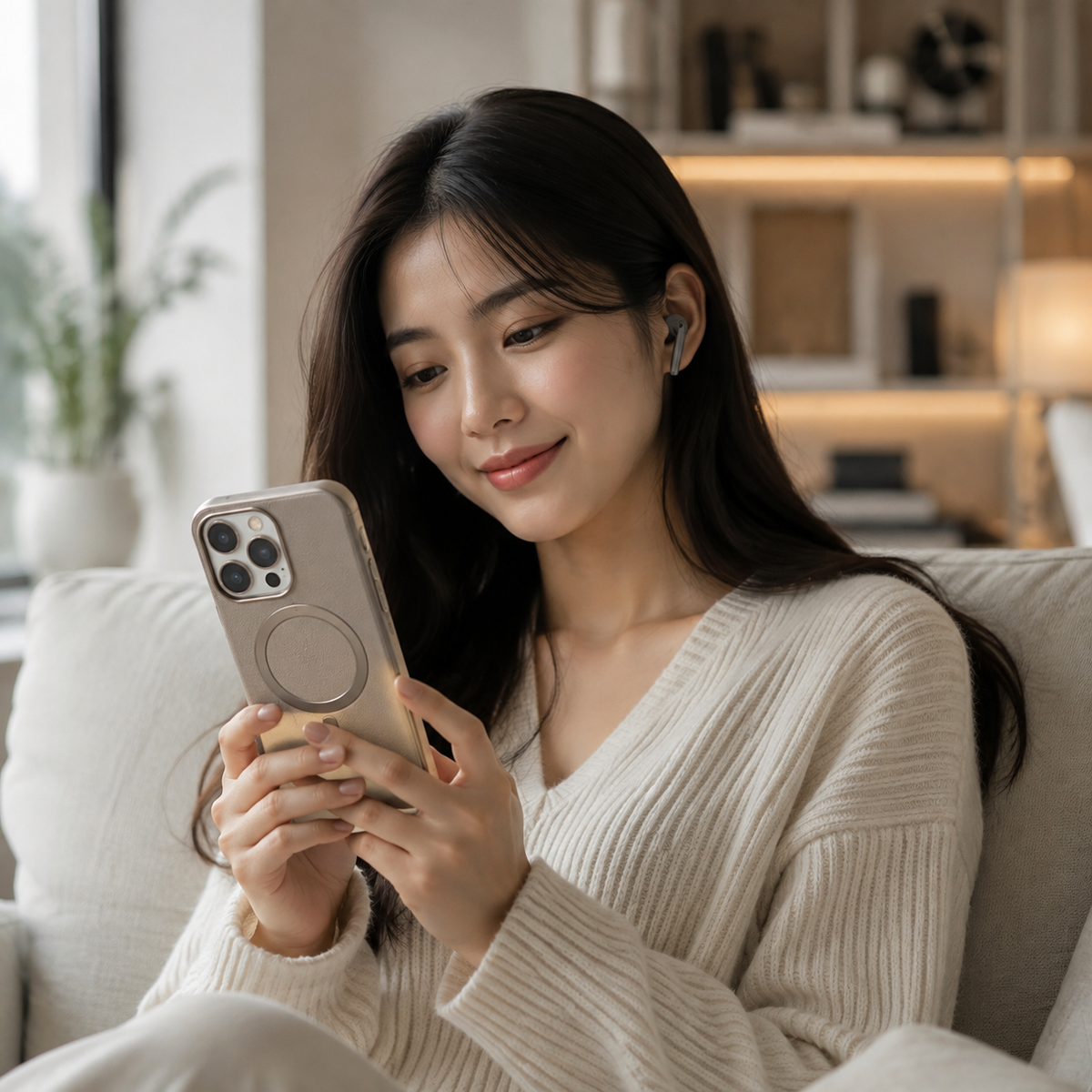 Premium Bluetooth 5.3 Wireless Earbuds Stereo In-Ear Headphones Microphone Secure Sports Fit Low Latency Charging Case Portable Compatible with iPhone