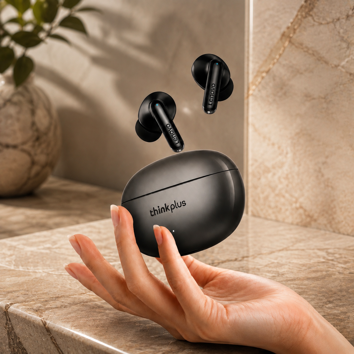 Premium Bluetooth 5.3 Wireless Earbuds Stereo In-Ear Headphones Microphone Secure Sports Fit Low Latency Charging Case Portable Compatible with iPhone