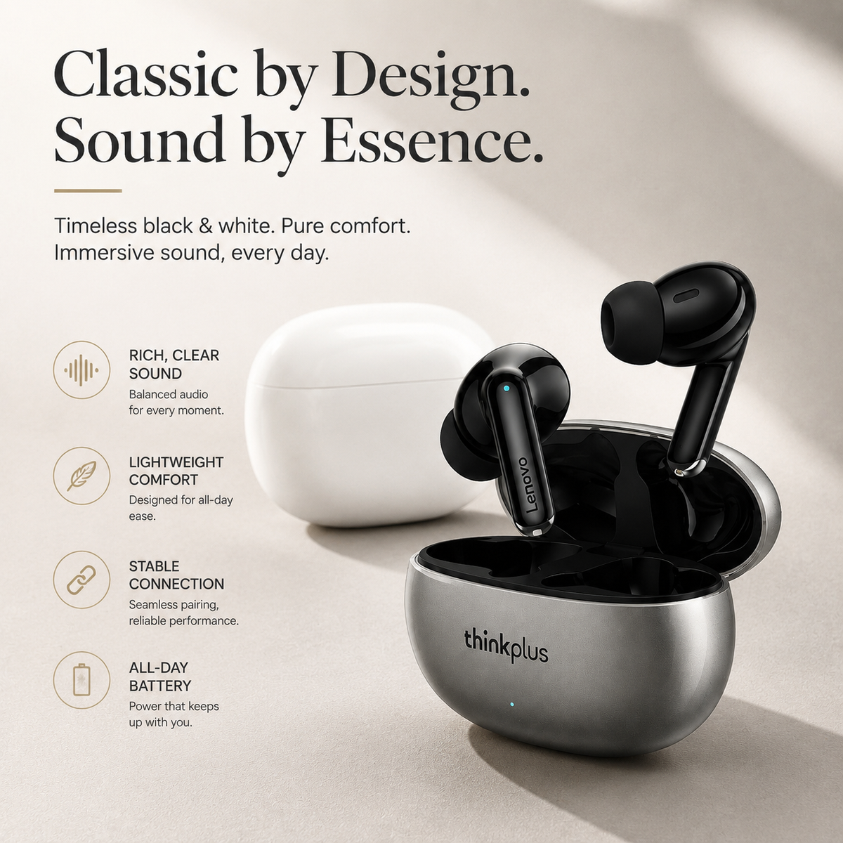 Premium Bluetooth 5.3 Wireless Earbuds Stereo In-Ear Headphones Microphone Secure Sports Fit Low Latency Charging Case Portable Compatible with iPhone
