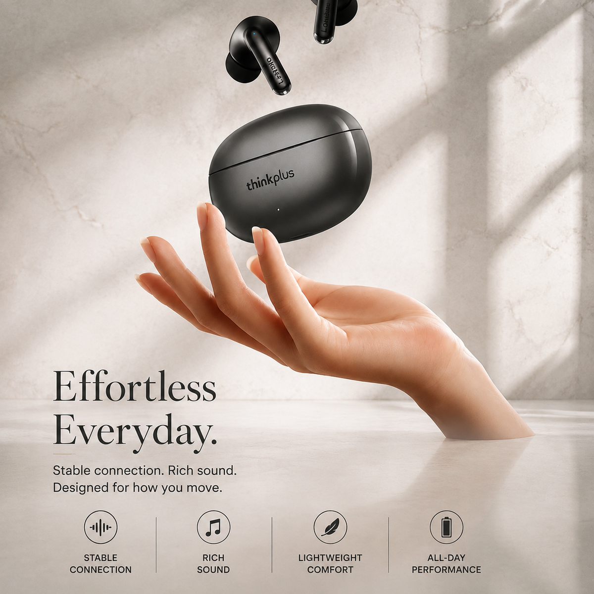 Premium Bluetooth 5.3 Wireless Earbuds Stereo In-Ear Headphones Microphone Secure Sports Fit Low Latency Charging Case Portable Compatible with iPhone