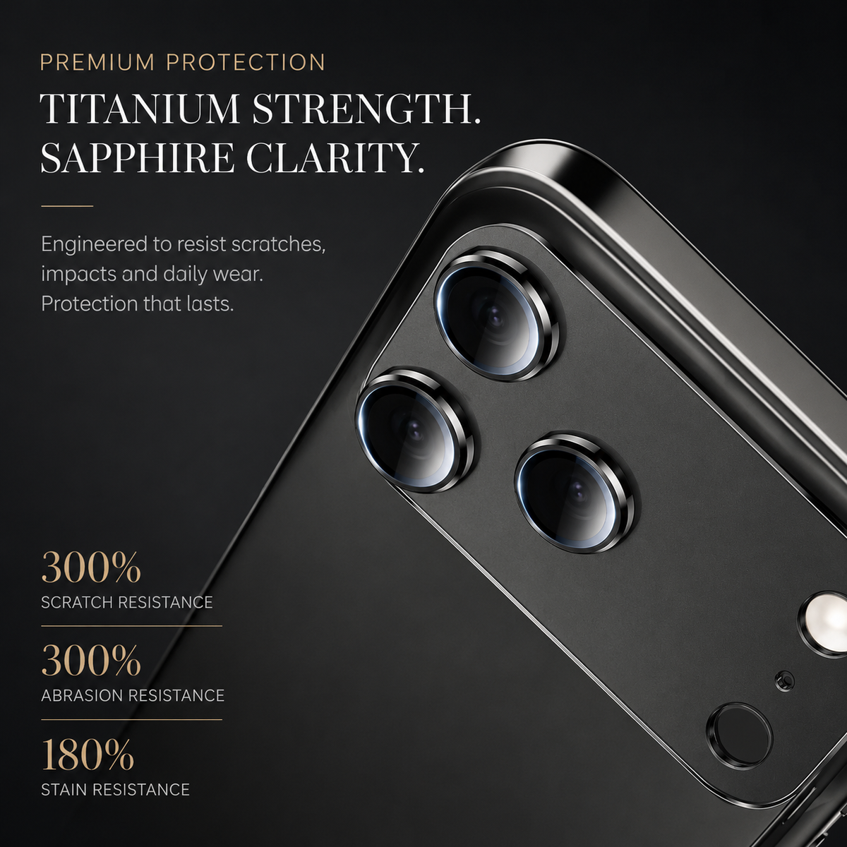Premium Camera Lens Protector Tempered Glass Aluminum Alloy Metal Ring Full Coverage Scratch Resistant Anti-Reflection Compatible with iPhone