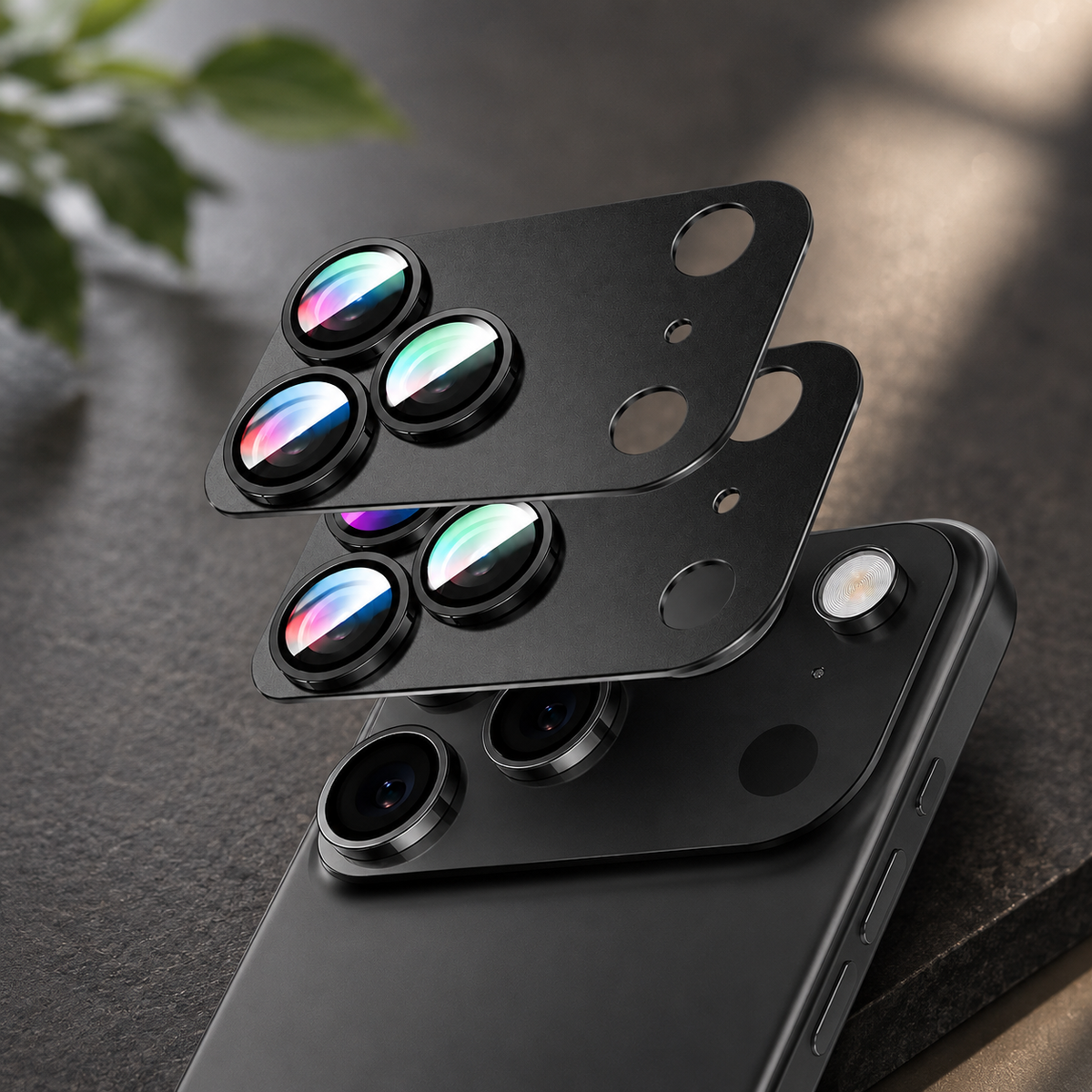 Premium Camera Lens Protector Tempered Glass Aluminum Alloy Metal Ring Full Coverage Scratch Resistant Anti-Reflection Compatible with iPhone