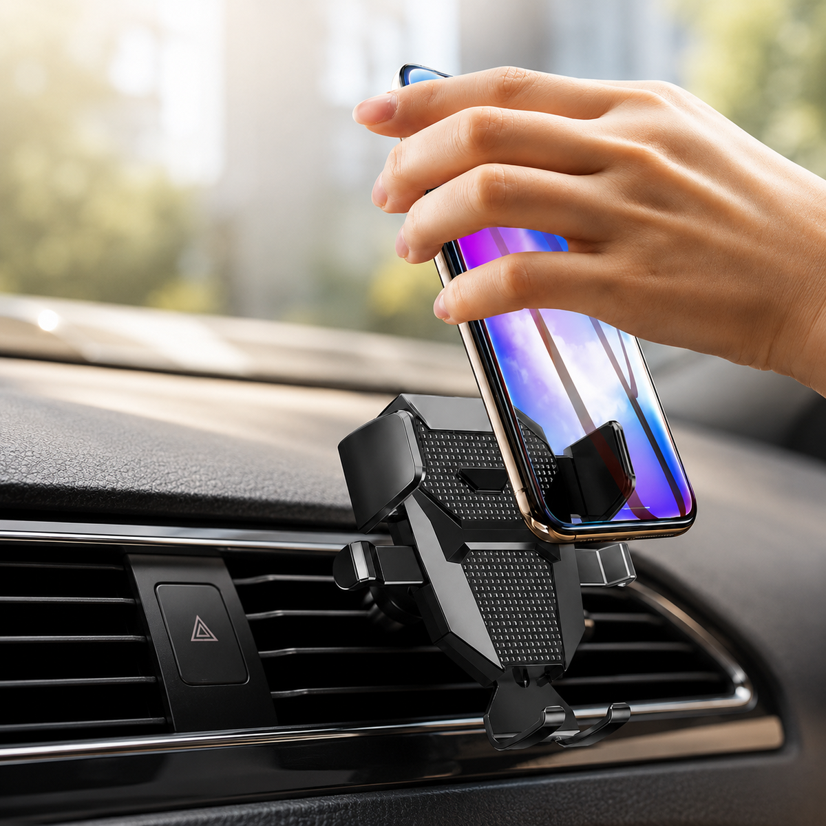 Premium Car Phone Holder Suction Cup Windshield Dashboard Phone Mount 360° Rotating Adjustable Gravity Lock Telescopic Arm Hands Free GPS Stand iPhone