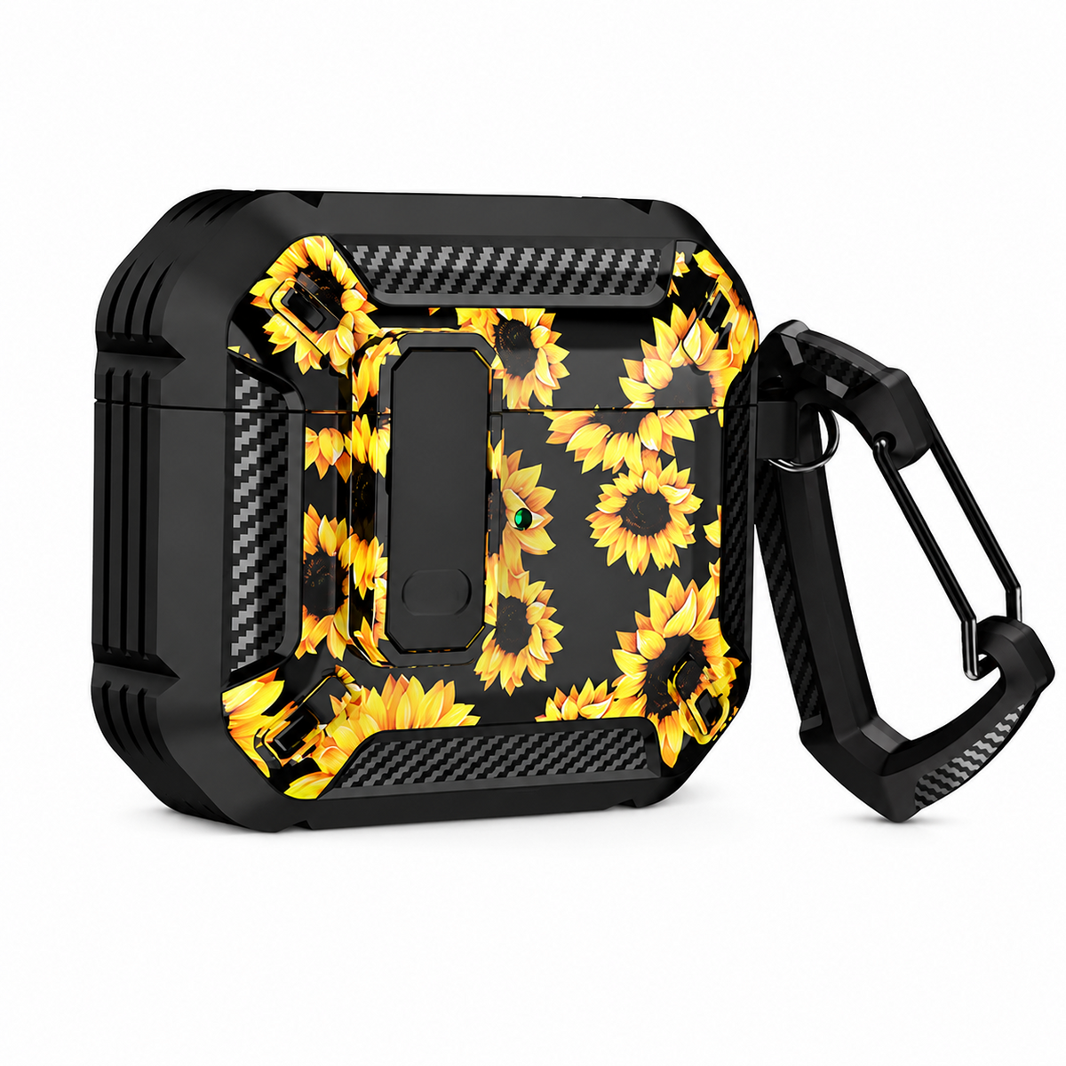 Premium Carbon Fiber AirPods Case Cover Shockproof TPU Protective Case Secure Lock Wireless Charging Anti Scratch Slim Keychain Carabiner AirPods