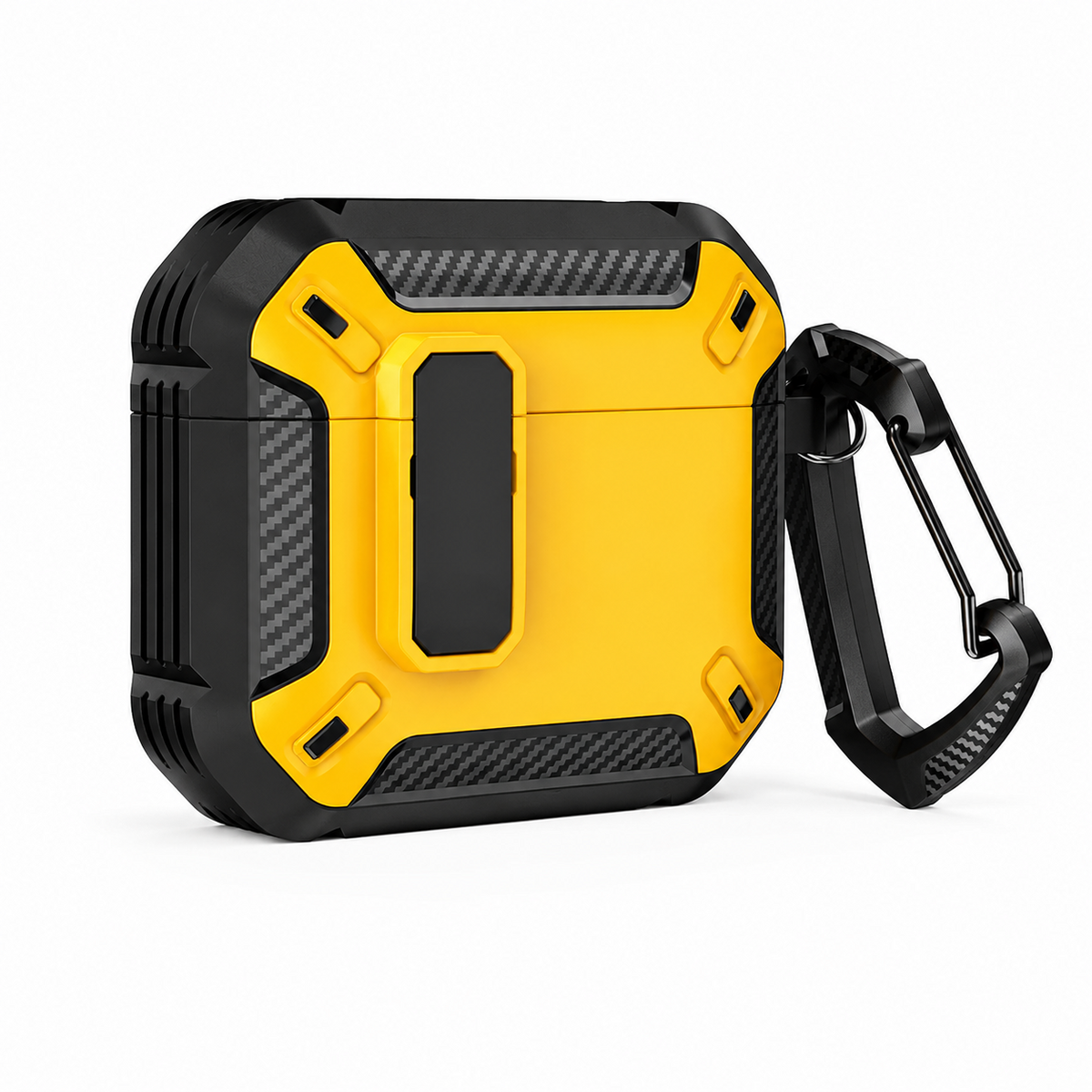 Premium Carbon Fiber AirPods Case Cover Shockproof TPU Protective Case Secure Lock Wireless Charging Anti Scratch Slim Keychain Carabiner AirPods