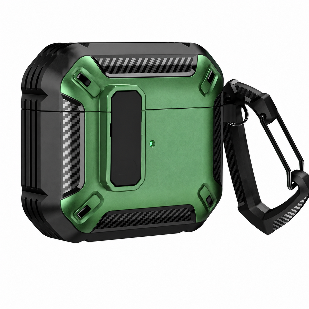 Premium Carbon Fiber AirPods Case Cover Shockproof TPU Protective Case Secure Lock Wireless Charging Anti Scratch Slim Keychain Carabiner AirPods