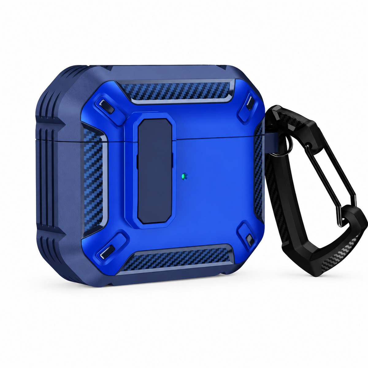 Premium Carbon Fiber AirPods Case Cover Shockproof TPU Protective Case Secure Lock Wireless Charging Anti Scratch Slim Keychain Carabiner AirPods