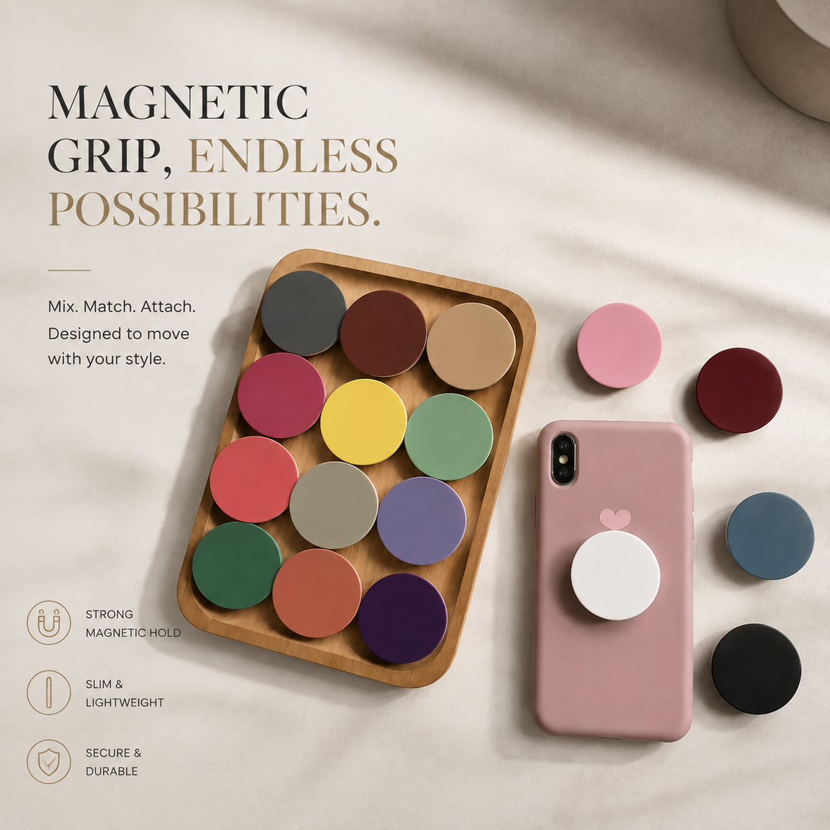 Premium Foldable Finger Ring Phone Holder Expandable Grip Stand Anti Slip Round Socket Mount Adjustable Kickstand Adhesive Smartphone Holder iPhone