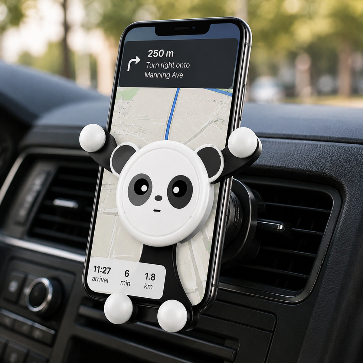 Premium Gravity Car Phone Holder Air Vent Auto Lock Smartphone Mount Hands Free GPS Stand Anti Slip Adjustable Compact Car Mount iPhone Compatible Easy