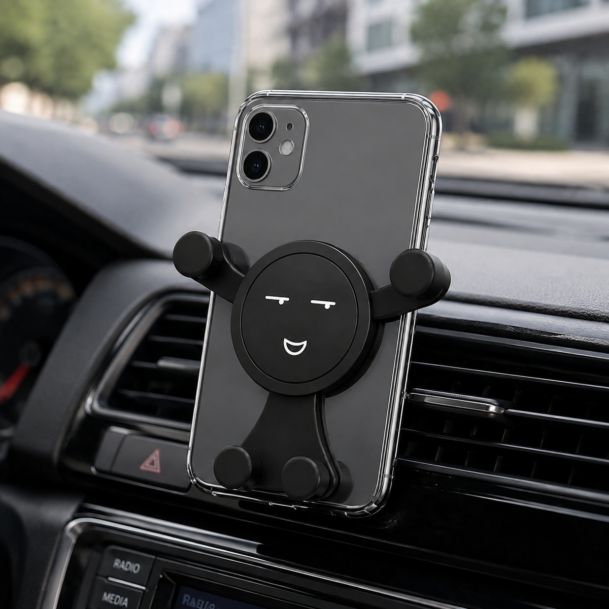 Premium Gravity Car Phone Holder Air Vent Auto Lock Smartphone Mount Hands Free GPS Stand Anti Slip Adjustable Compact Car Mount iPhone Compatible Easy