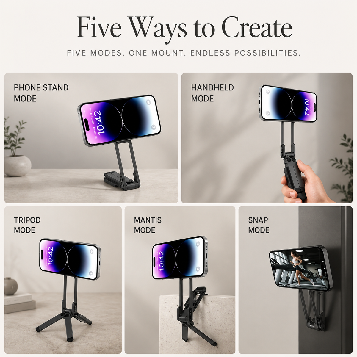 Premium MagSafe Magnetic Phone Tripod Stand Ultra-Slim Pocket Phone Holder N52 Magnetic Grip 360° Adjustable Stand Compatible with iPhone