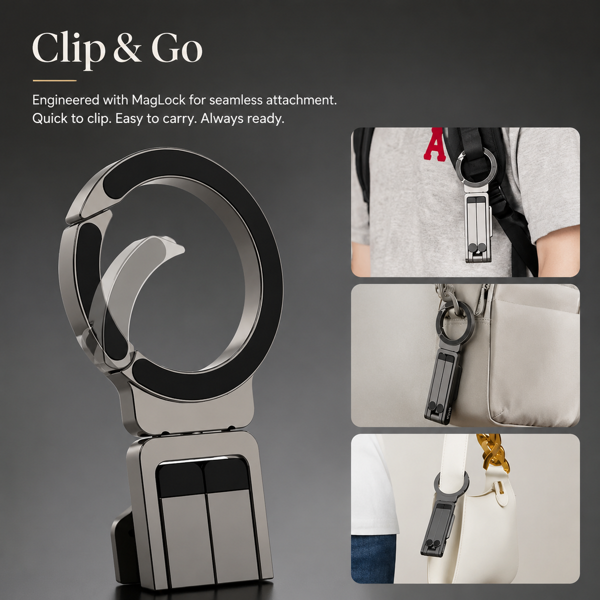 Premium MagSafe Magnetic Phone Tripod Stand Ultra-Slim Pocket Phone Holder N52 Magnetic Grip 360° Adjustable Stand Compatible with iPhone