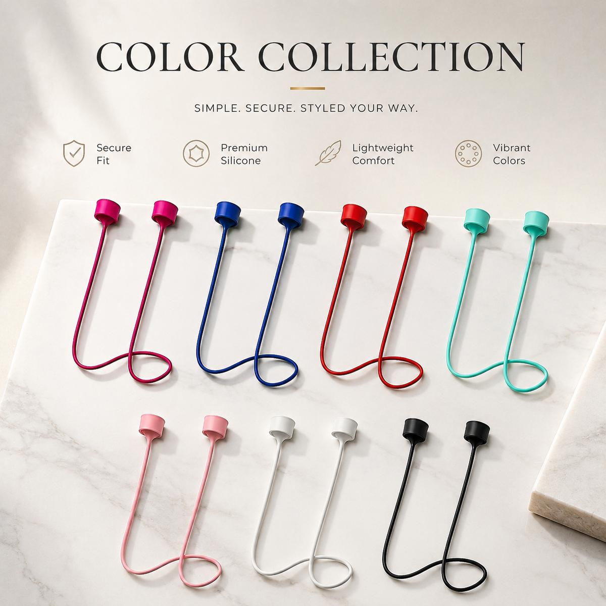 Premium Magnetic Anti-Lost AirPods Strap Silicone Neckband Wireless Earbuds Holder Secure Magnetic Lanyard Lightweight Flexible Cord
