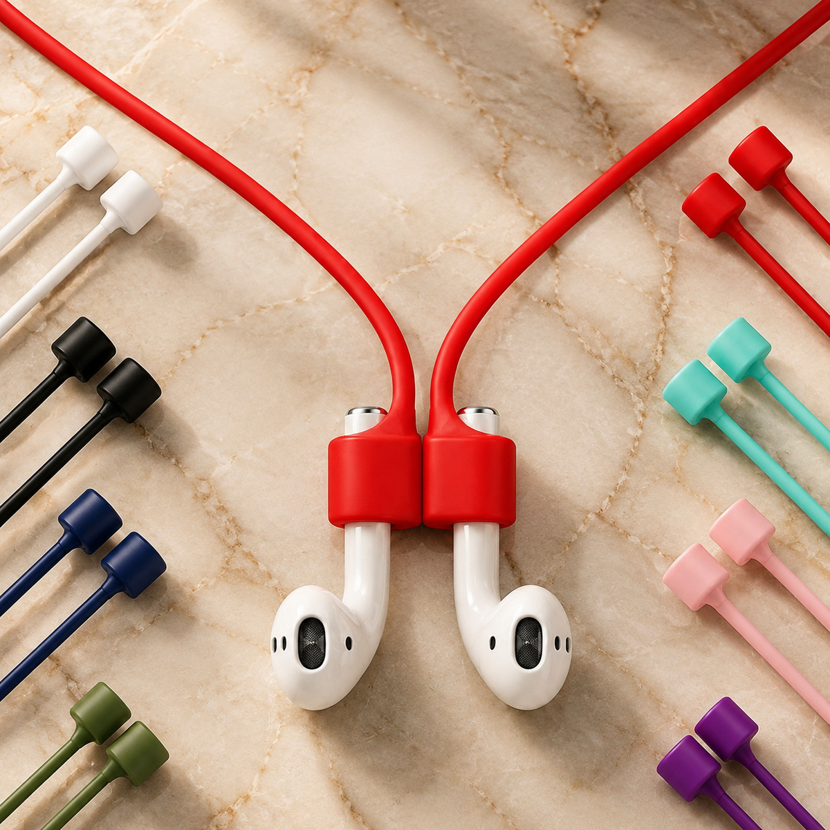 Premium Magnetic Anti-Lost AirPods Strap Silicone Neckband Wireless Earbuds Holder Secure Magnetic Lanyard Lightweight Flexible Cord
