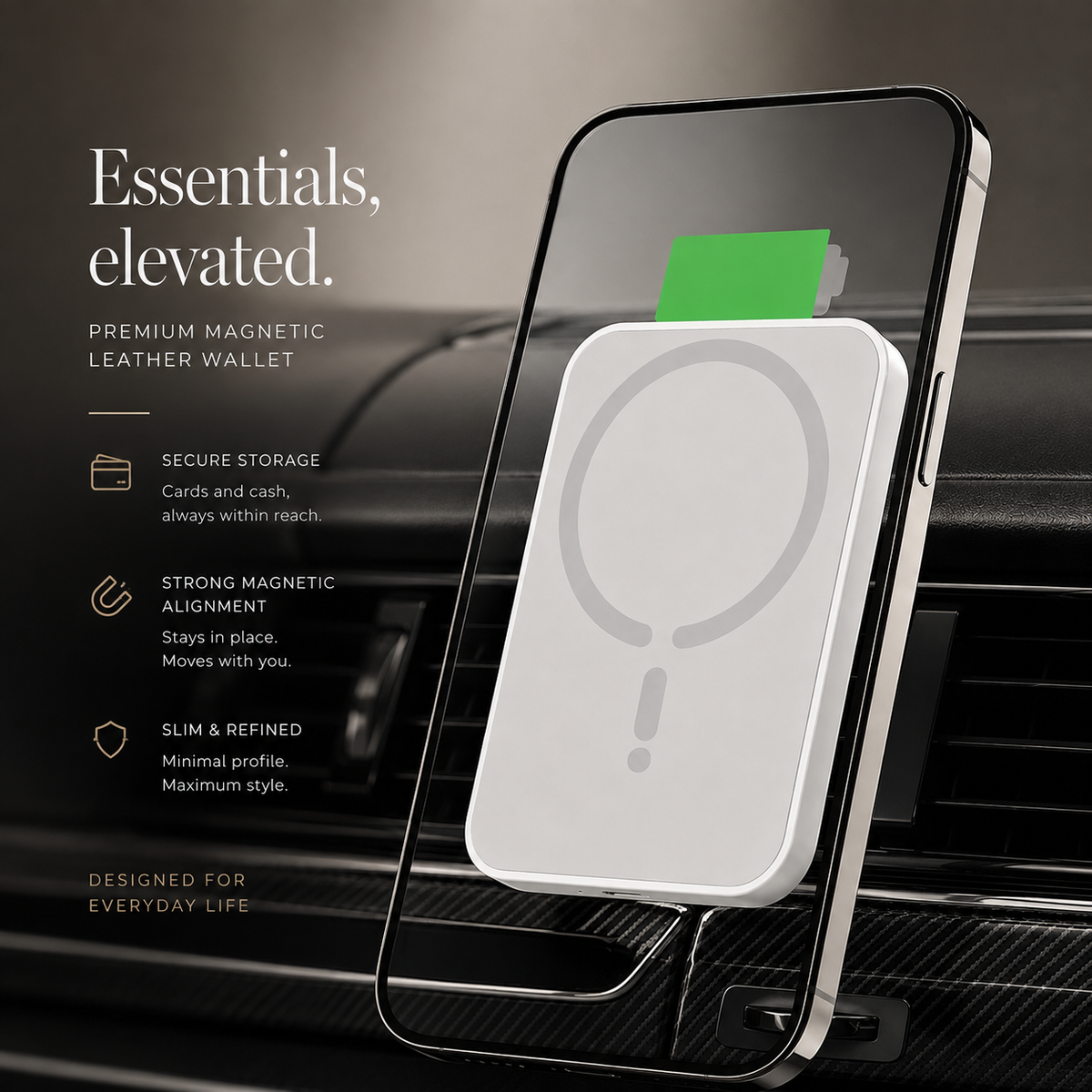 Premium Magnetic Car Wireless Charger Air Vent Phone Holder 100W Fast Charging MagSafe Compatible Wireless Charging Mount Stand Compatible with iPhone