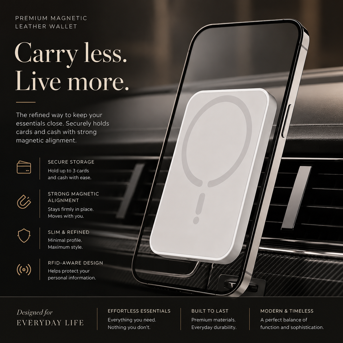 Premium Magnetic Car Wireless Charger Air Vent Phone Holder 100W Fast Charging MagSafe Compatible Wireless Charging Mount Stand Compatible with iPhone