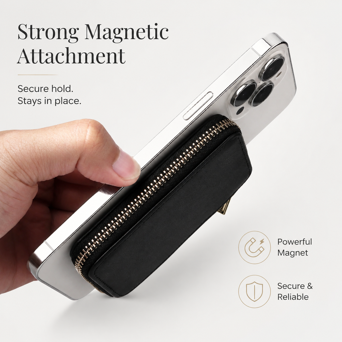 Premium Magnetic Leather Wallet MagSafe Card Holder RFID Blocking Slim Wallet Case Card Storage Lanyard Support Compatible with iPhone