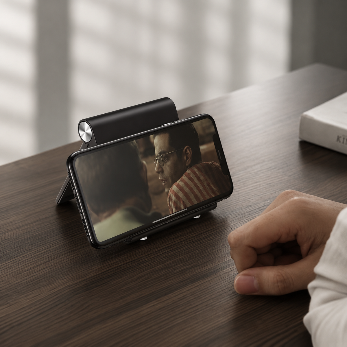 Premium Magnetic Phone Holder Stand Adjustable Foldable Desk Phone Stand Anti Slip Mobile Phone Holder Ergonomic Viewing Stand iPhone Compatible