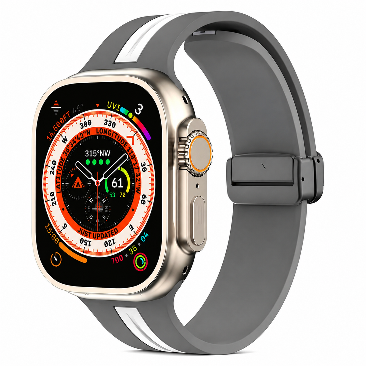 Premium Magnetic Silicone Smartwatch Strap Breathable Replacement Watch Band Adjustable Snap Closure Sweat Resistant Lightweight Sport Wristband Apple Watch