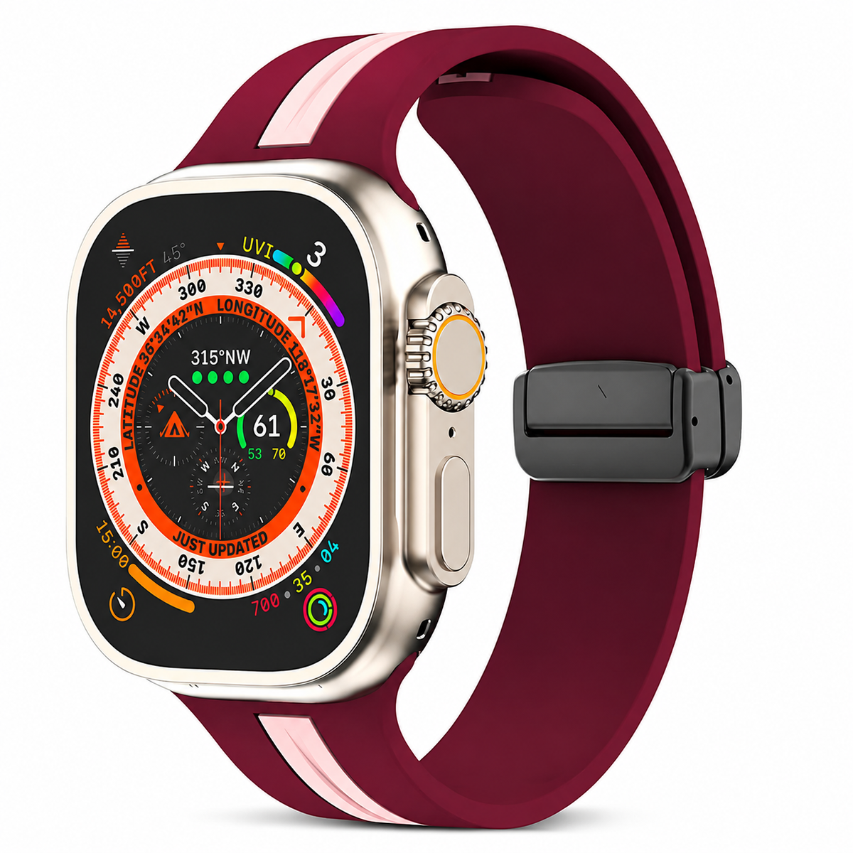 Premium Magnetic Silicone Smartwatch Strap Breathable Replacement Watch Band Adjustable Snap Closure Sweat Resistant Lightweight Sport Wristband Apple Watch