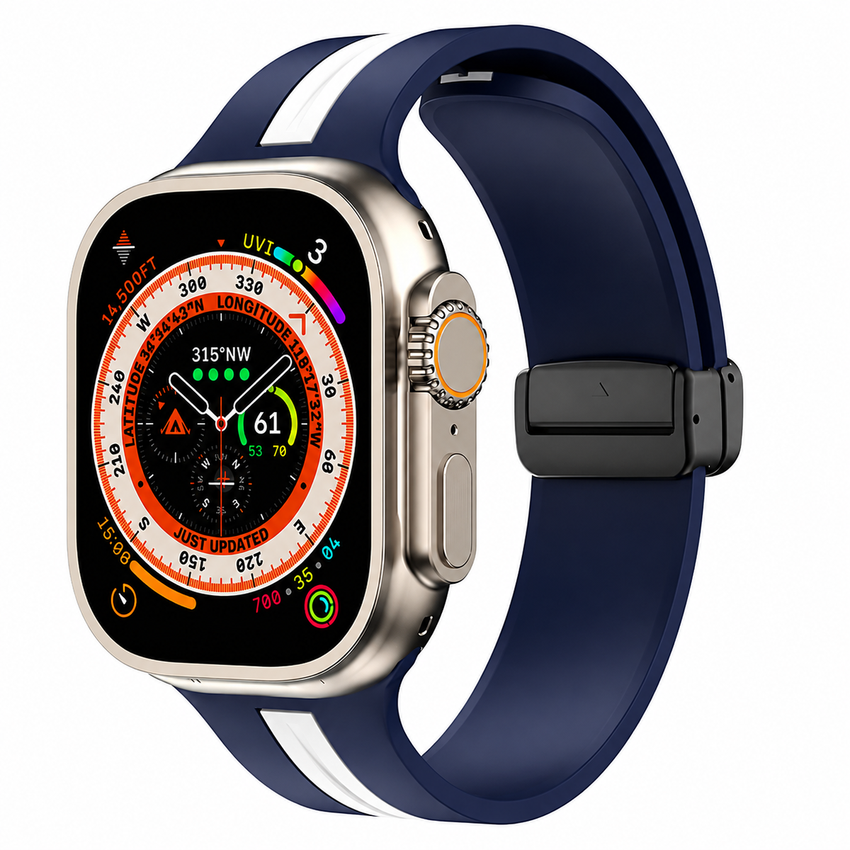 Premium Magnetic Silicone Smartwatch Strap Breathable Replacement Watch Band Adjustable Snap Closure Sweat Resistant Lightweight Sport Wristband Apple Watch