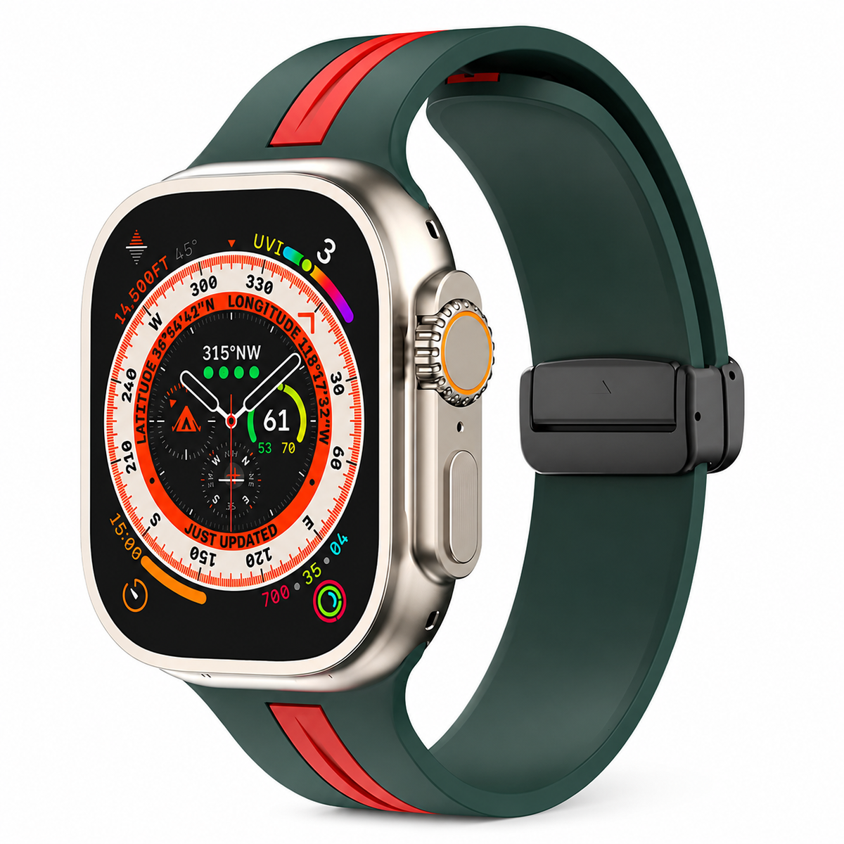 Premium Magnetic Silicone Smartwatch Strap Breathable Replacement Watch Band Adjustable Snap Closure Sweat Resistant Lightweight Sport Wristband Apple Watch
