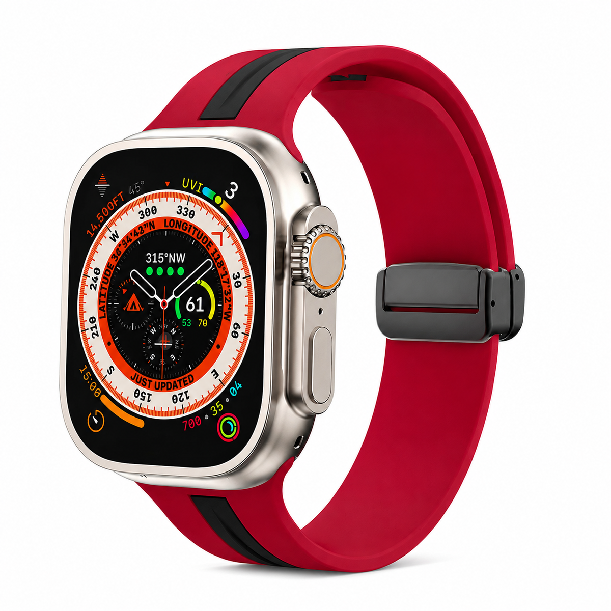 Premium Magnetic Silicone Smartwatch Strap Breathable Replacement Watch Band Adjustable Snap Closure Sweat Resistant Lightweight Sport Wristband Apple Watch