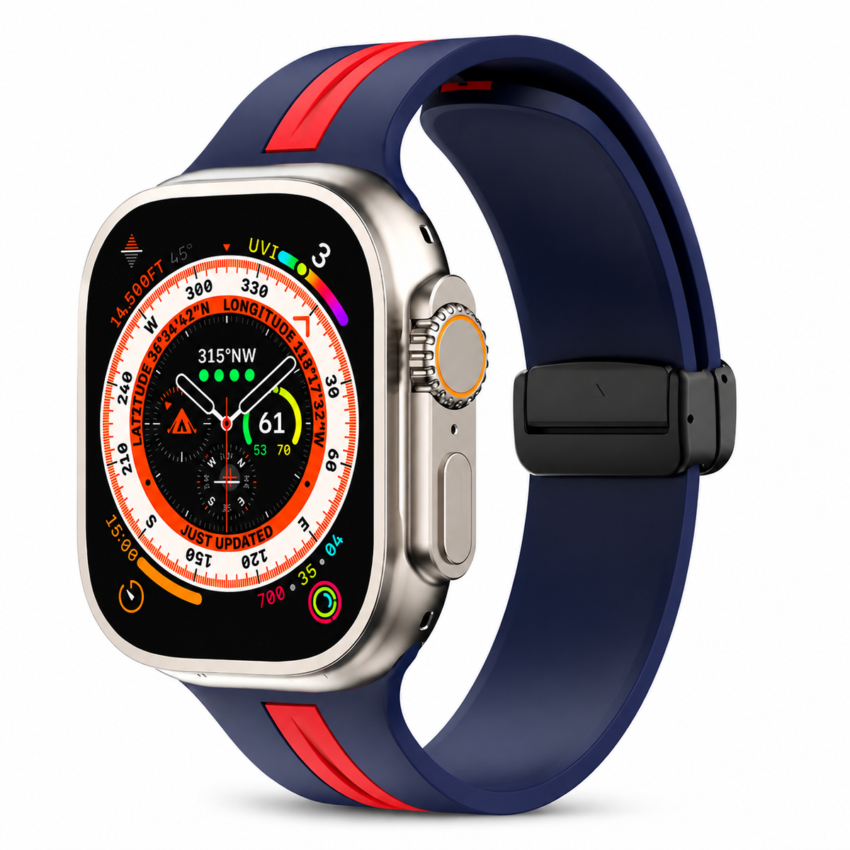 Premium Magnetic Silicone Smartwatch Strap Breathable Replacement Watch Band Adjustable Snap Closure Sweat Resistant Lightweight Sport Wristband Apple Watch