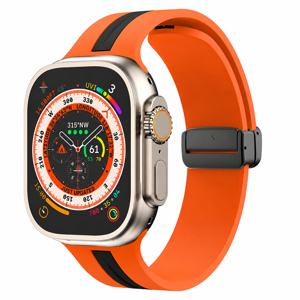 Premium Magnetic Silicone Smartwatch Strap Breathable Replacement Watch Band Adjustable Snap Closure Sweat Resistant Lightweight Sport Wristband Apple Watch