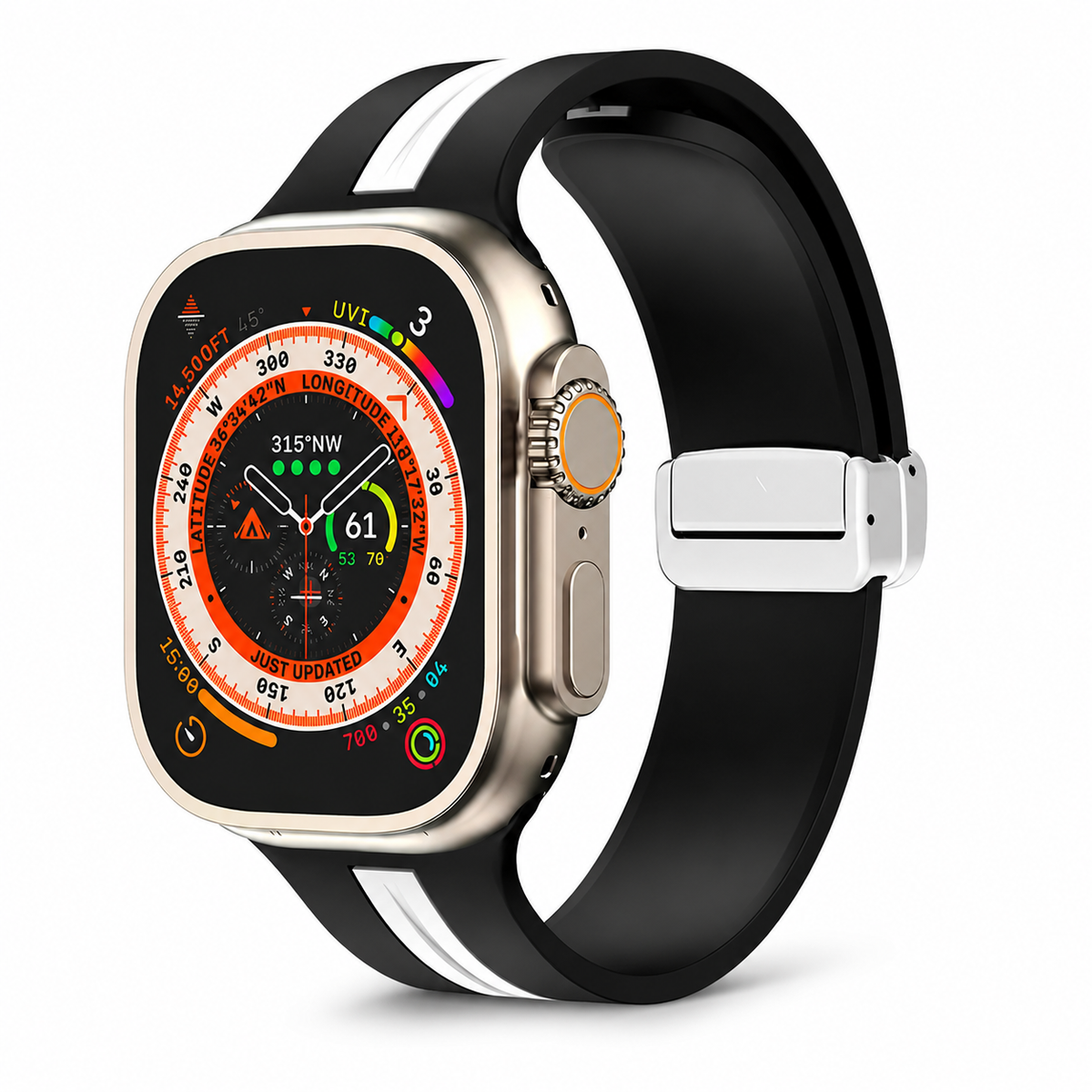Premium Magnetic Silicone Smartwatch Strap Breathable Replacement Watch Band Adjustable Snap Closure Sweat Resistant Lightweight Sport Wristband Apple Watch