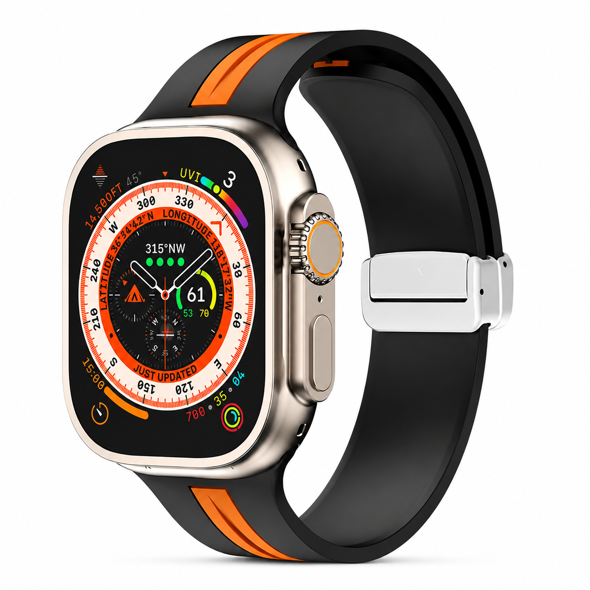 Premium Magnetic Silicone Smartwatch Strap Breathable Replacement Watch Band Adjustable Snap Closure Sweat Resistant Lightweight Sport Wristband Apple Watch