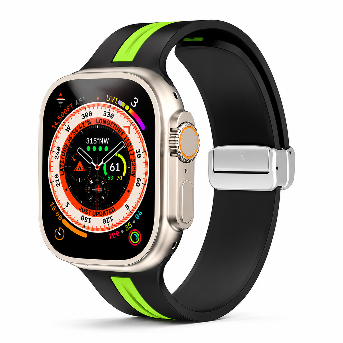 Premium Magnetic Silicone Smartwatch Strap Breathable Replacement Watch Band Adjustable Snap Closure Sweat Resistant Lightweight Sport Wristband Apple Watch