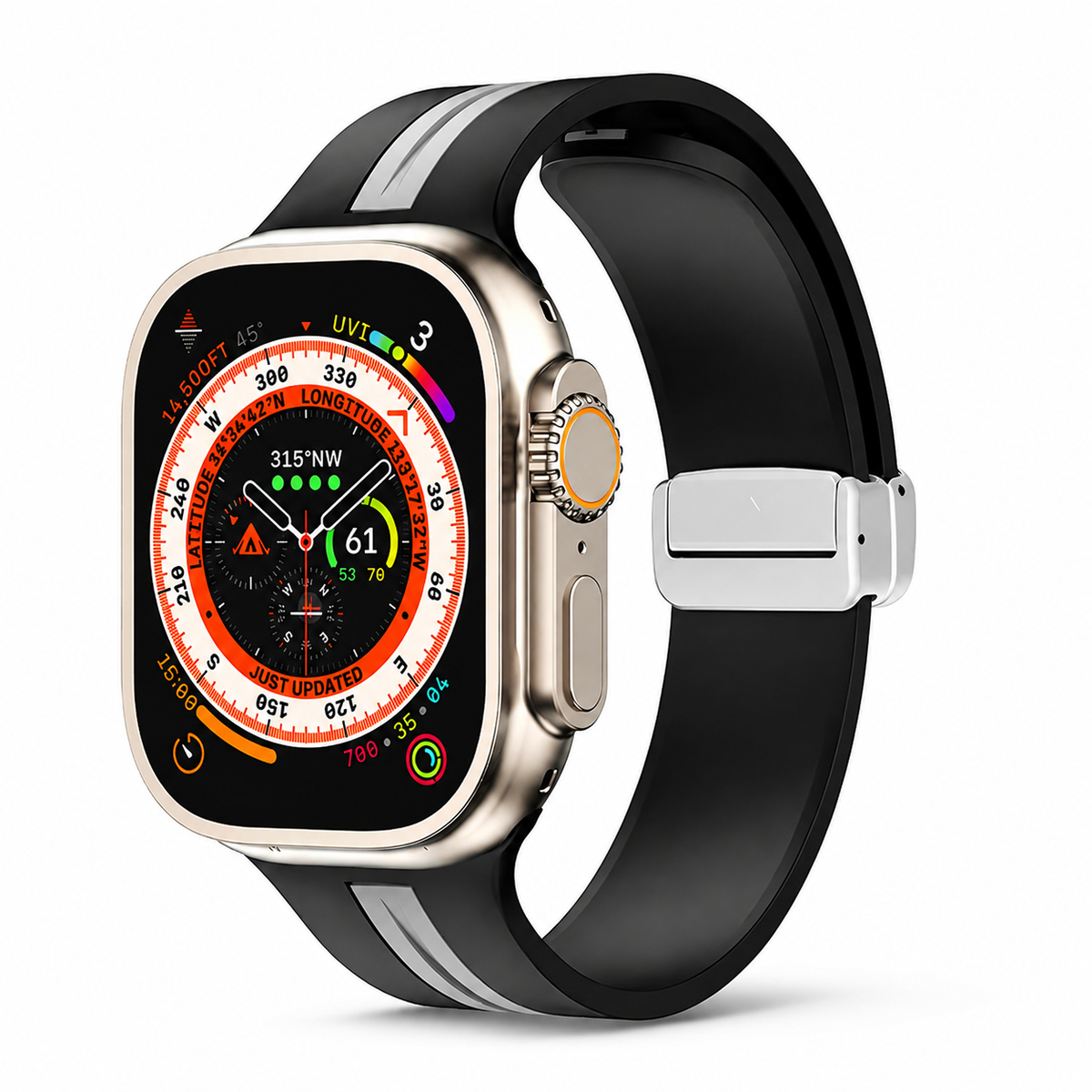 Premium Magnetic Silicone Smartwatch Strap Breathable Replacement Watch Band Adjustable Snap Closure Sweat Resistant Lightweight Sport Wristband Apple Watch