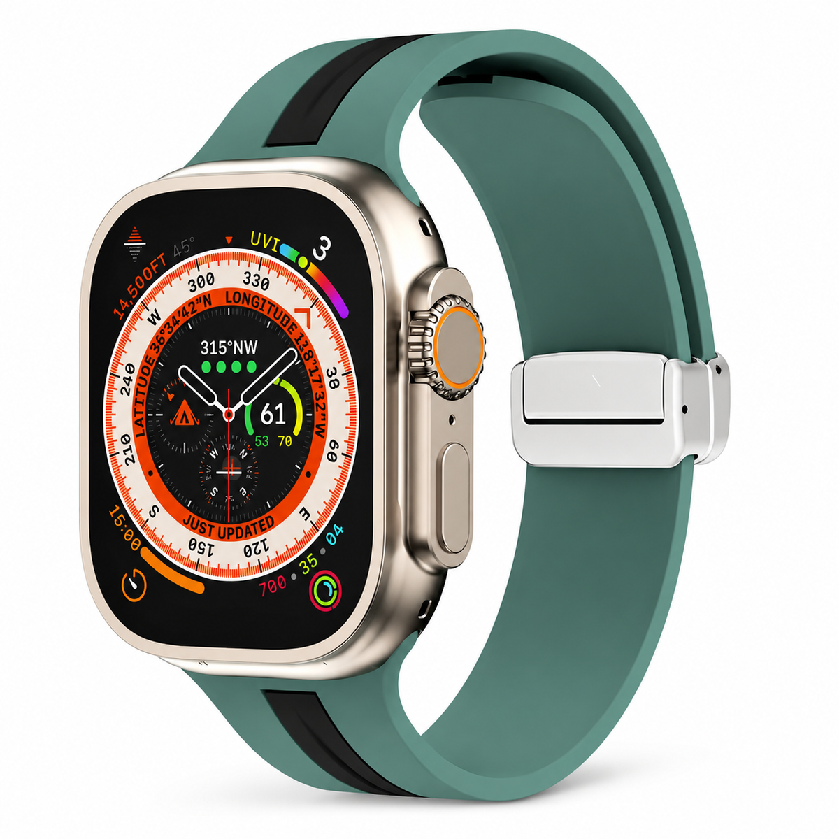 Premium Magnetic Silicone Smartwatch Strap Breathable Replacement Watch Band Adjustable Snap Closure Sweat Resistant Lightweight Sport Wristband Apple Watch