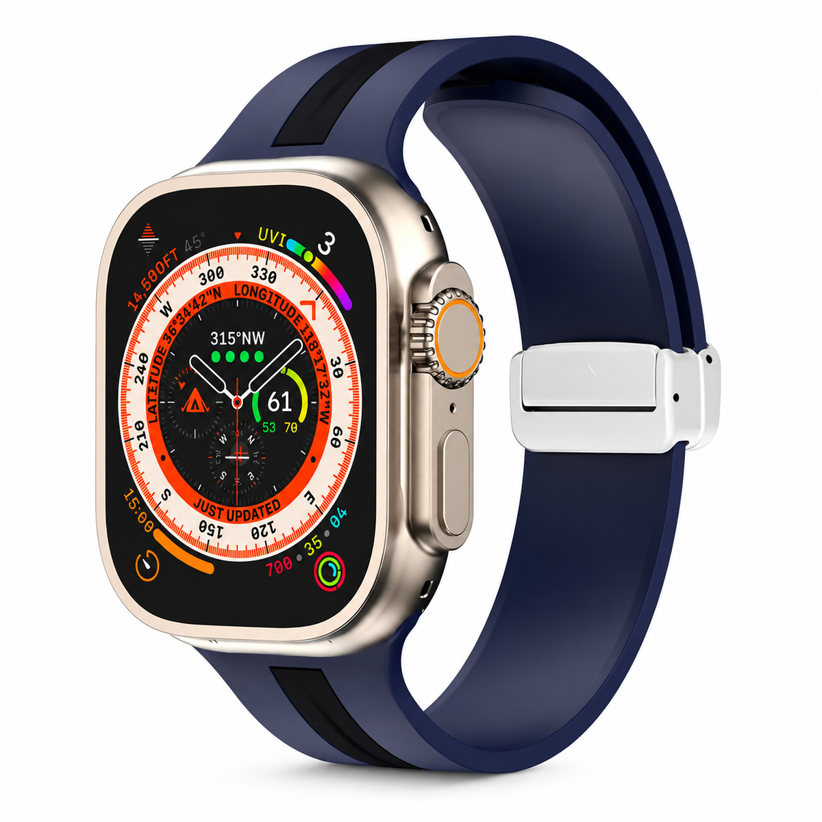 Premium Magnetic Silicone Smartwatch Strap Breathable Replacement Watch Band Adjustable Snap Closure Sweat Resistant Lightweight Sport Wristband Apple Watch