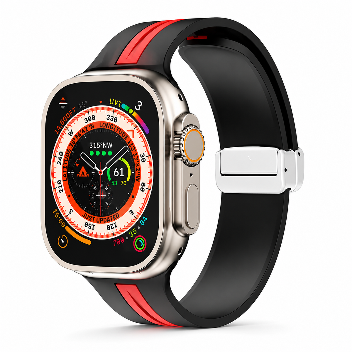 Premium Magnetic Silicone Smartwatch Strap Breathable Replacement Watch Band Adjustable Snap Closure Sweat Resistant Lightweight Sport Wristband Apple Watch
