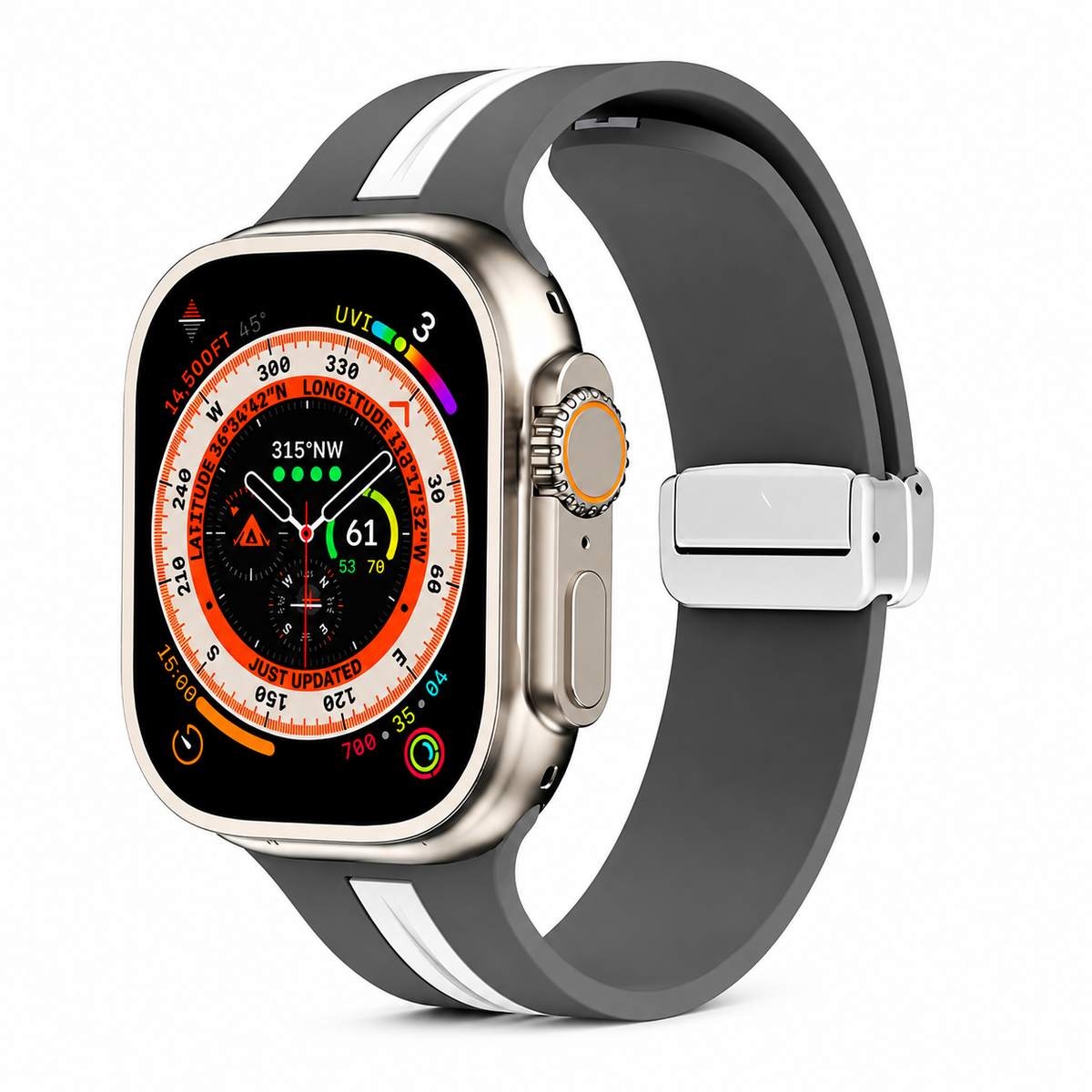 Premium Magnetic Silicone Smartwatch Strap Breathable Replacement Watch Band Adjustable Snap Closure Sweat Resistant Lightweight Sport Wristband Apple Watch