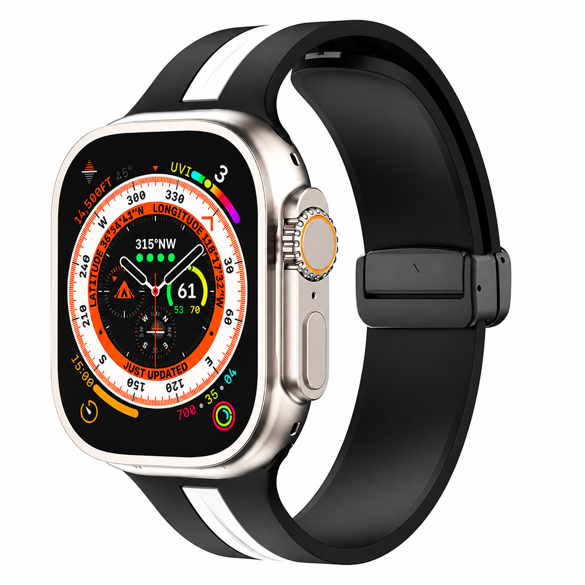 Premium Magnetic Silicone Smartwatch Strap Breathable Replacement Watch Band Adjustable Snap Closure Sweat Resistant Lightweight Sport Wristband Apple Watch
