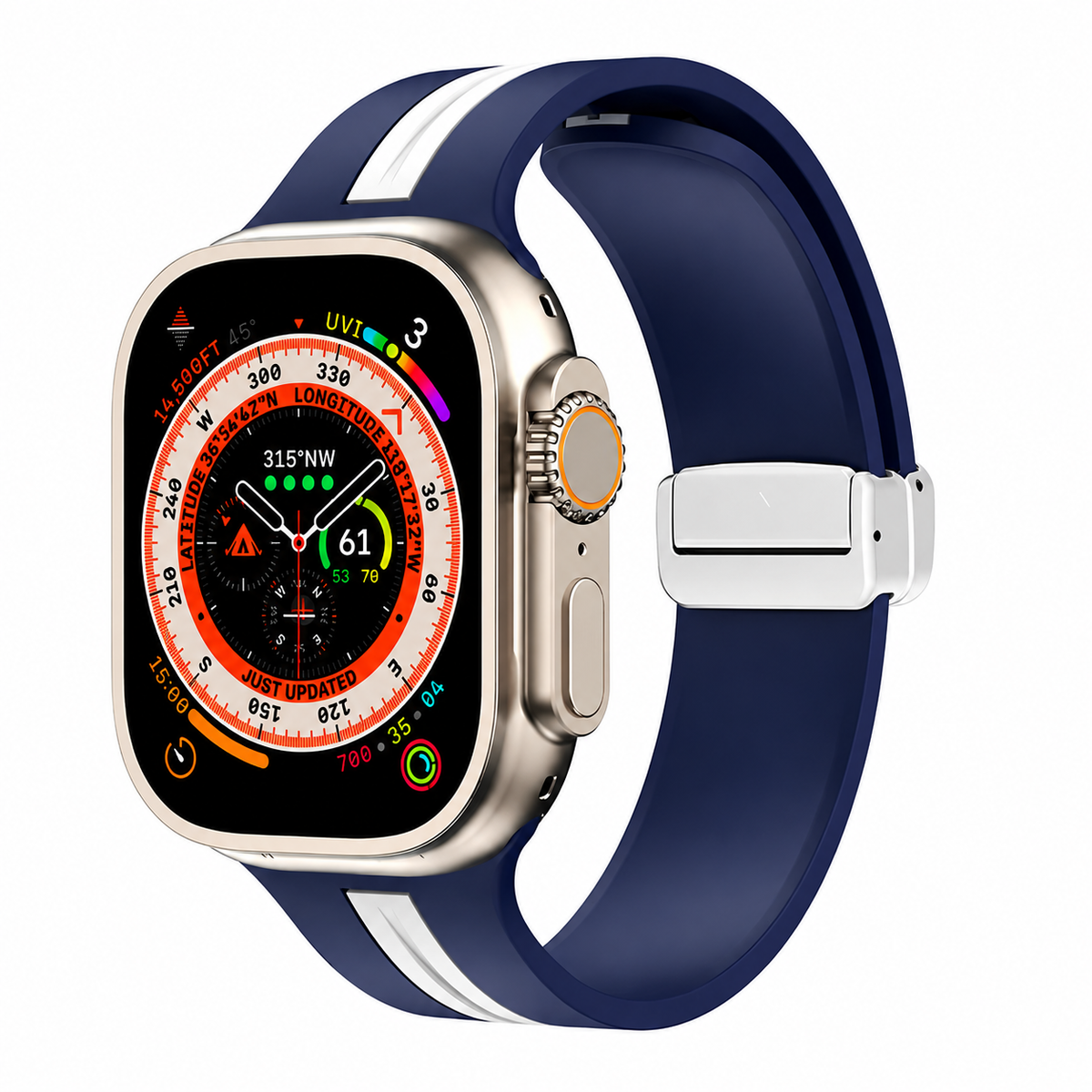 Premium Magnetic Silicone Smartwatch Strap Breathable Replacement Watch Band Adjustable Snap Closure Sweat Resistant Lightweight Sport Wristband Apple Watch