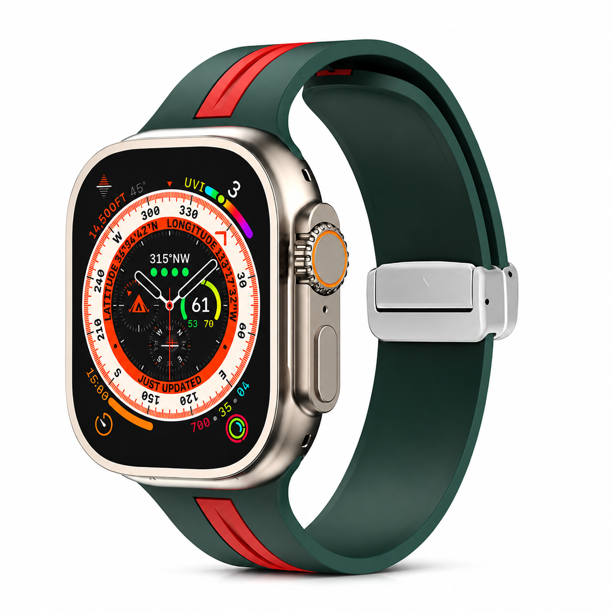 Premium Magnetic Silicone Smartwatch Strap Breathable Replacement Watch Band Adjustable Snap Closure Sweat Resistant Lightweight Sport Wristband Apple Watch