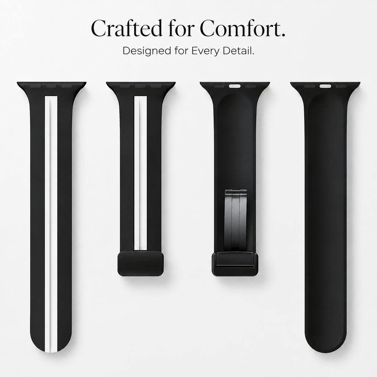 Premium Magnetic Silicone Smartwatch Strap Breathable Replacement Watch Band Adjustable Snap Closure Sweat Resistant Lightweight Sport Wristband Apple Watch